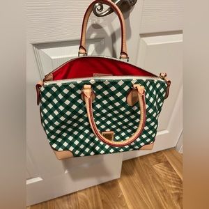Dooney & Bourke Kelly Green Gingham Print Hand Bag!